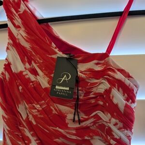 Adrianna Papell pink and White formal one shoulder Dress, size 4, new with tags